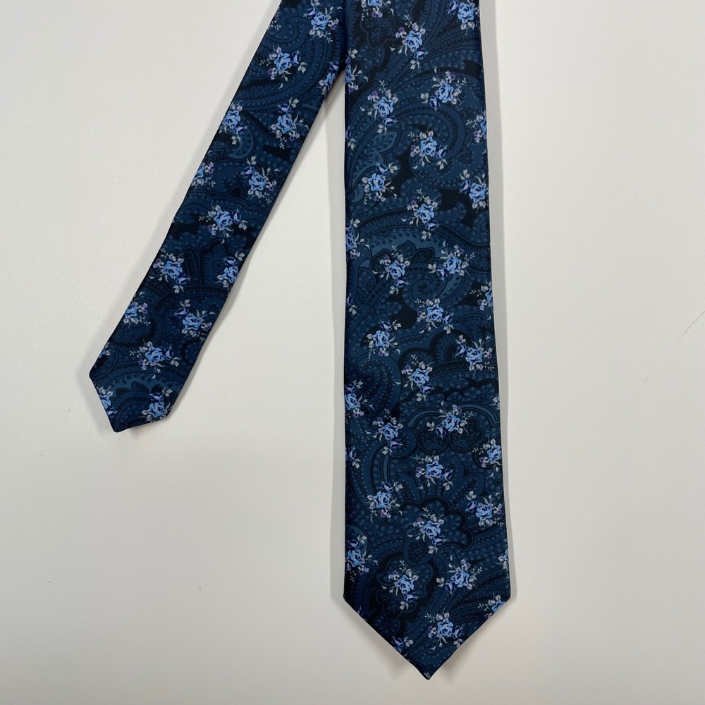 TALLIA Navy Blue Necktie Floral Paisley Mens OS